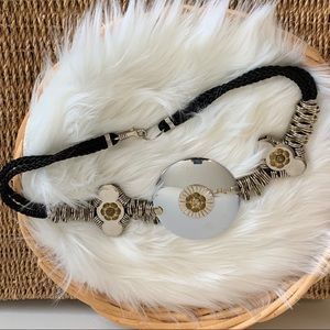 Vintage cord and metal waist belt